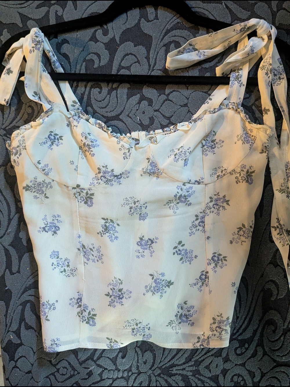Reformation Blanca Tie Strap Floral Bustier Crop Top - Small / 4 - $50